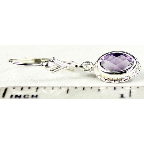 Amethyst, 925 Sterling Silver Leverback Rope Earrings, SE006
