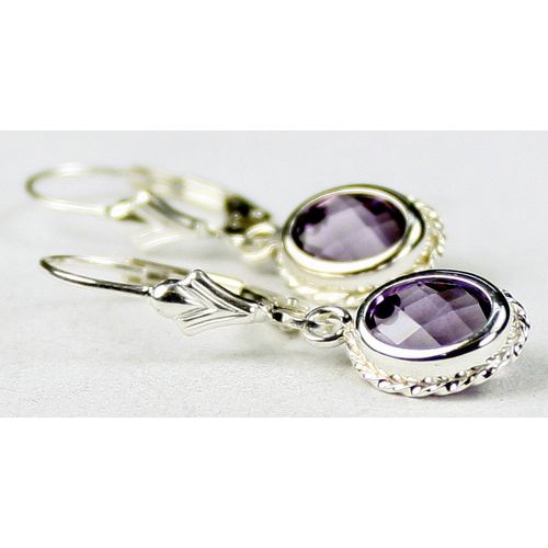 Amethyst, 925 Sterling Silver Leverback Rope Earrings, SE006