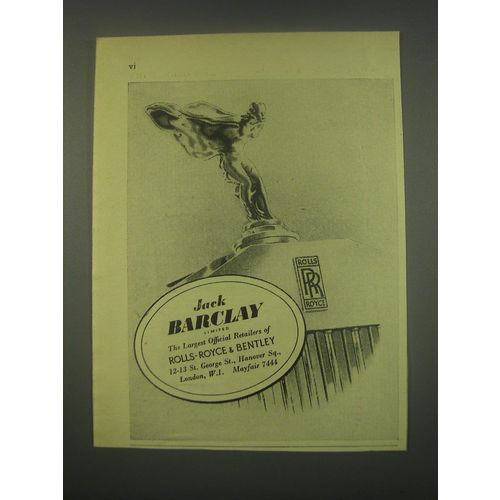 1949 Jack Barclay Rolls-Royce & Bentley Retailers Ad