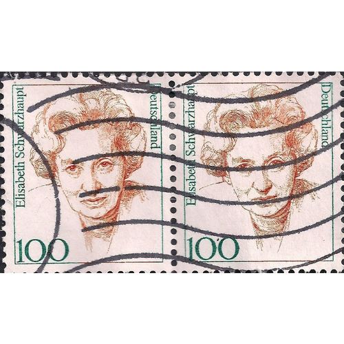 GERMANY, Elisabeth Schwarzhaupt, (1901-1986), orange 1997, 100 Pf (Pair)