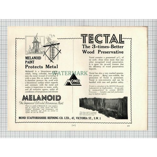 X1757) Mond Staffordshire Tectal / St Helens Cable Slough Advert - 1927 Cutting