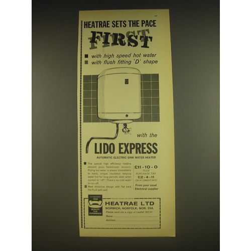 1963 Heatrae Lido Express Automatic Electric Sink Water Heater Advertisement