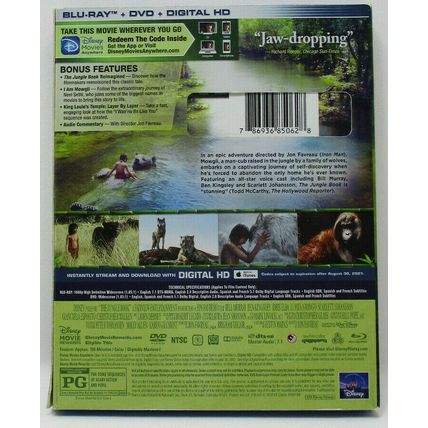 Disney: The Jungle Book (Blu-ray+DVD+Digital) Widescreen, Region A (L21)