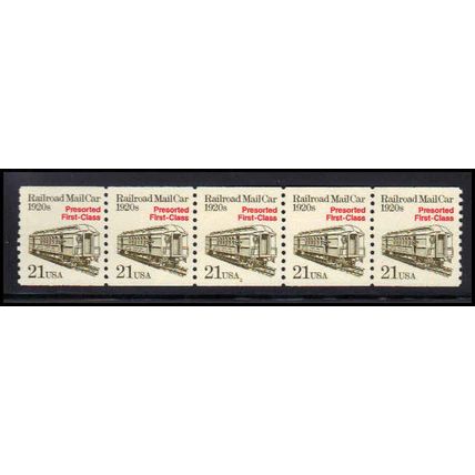 2265 21c Mail Car Fine MNH Dry Gum PNC 2/5 X1272