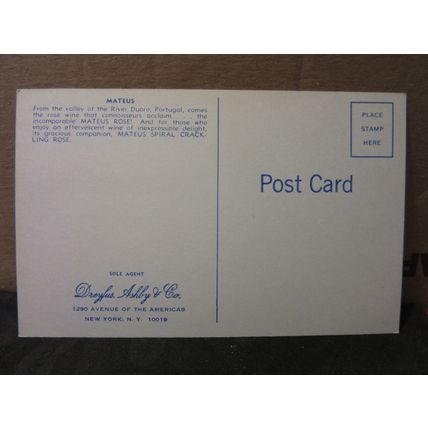 MATEUS ROSE WINE, by Droyfus Ashby & Co, , NEW YORK, USA unused postcard =