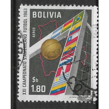 BOLIVIA 1963 SOUTH AMERICAN FOOTBALL CHAMPIONSHIP 1p.80 BALL IN CORNER SG760 FU