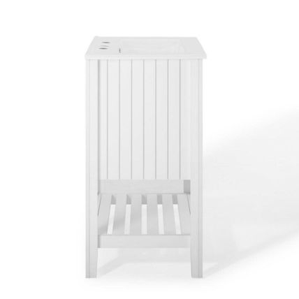 Modern 24" Bathroom Sink Vanity Gray or White Slat Design Cottage Style