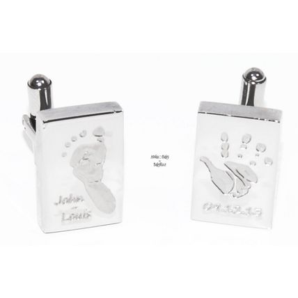 New Stainless Steel Cufflinks Personalised YOUR Baby Child Handprints Footprints