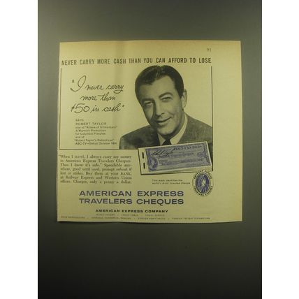 1959 American Express Travelers Cheques Advertisement - Robert Taylor