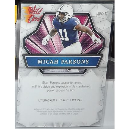 2021 Wild Card Alumination MICAH PARSONS (Penn St/Cowboys) Rookie Card #ABC-17