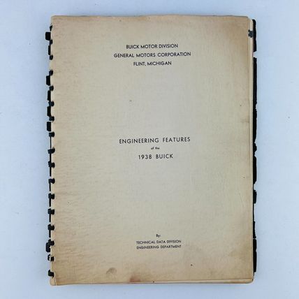 Buick Straight 8 1938 Engineering Information Original Book VERY RARE