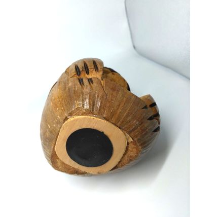Vintage Hawaii Coconut Monkey Coin Bank - 7" tall Hand Carved - Stopper included
