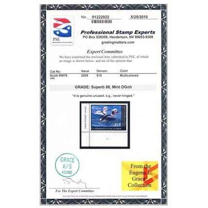 RW76, Mint NH Superb $15 Duck Stamp - PSE Graded 98 * Stuart Katz