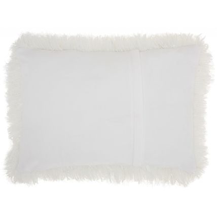 White Super Shaggy Throw Pillow