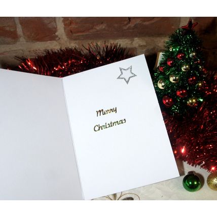 STUNNING WOLF XMAS CARD WOLF ON A THRONE MADE OF SWORDS CHRISTMAS CARD