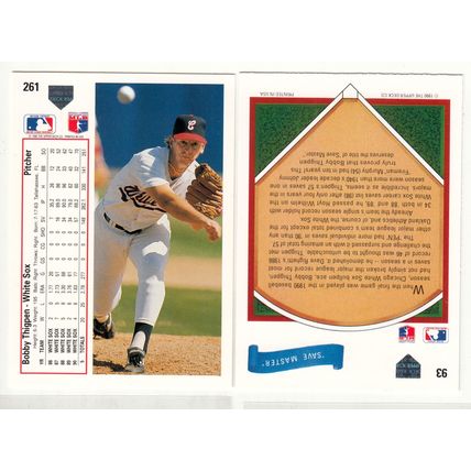 1991 Upper Deck two Bobby Thigpen baseball cards #93 & #261 – White Sox