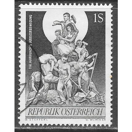 AUSTRIA 1965 WORKERS FARMERS WOMAN BABY HAMMER SCYTHE USED