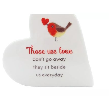 Heart Shaped Ornament with Verse & Robin Detail 9 CM Home Decor Gift Grief