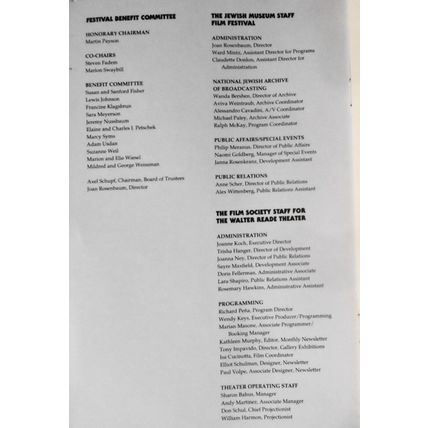 Reemergence Jewish Life in Eastern Europe - Film Festival 1992 Souvenir Program
