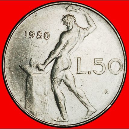 Ⰶ NUDE VULCAN (1954-1989): ITALY ★ 50 LIRAS 1980R! ERROR! ★LOW START★NO RESERVE