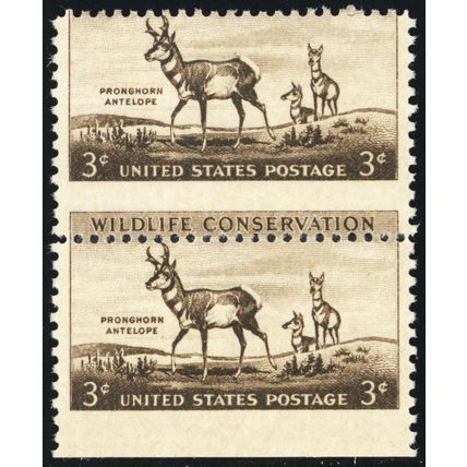 1078, Mint NH 3¢ Misperforation Pair Error - Stuart Katz