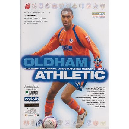 OLDHAM ATHLETIC v MILLWALL LEAGUE ONE 2008