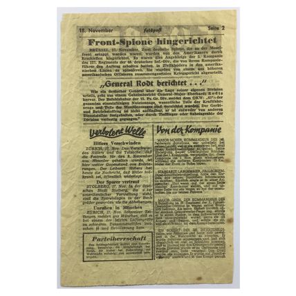 WW2 American Artillery Shell Propaganda Leaflet. - Feldpost No. 3. - 1944.