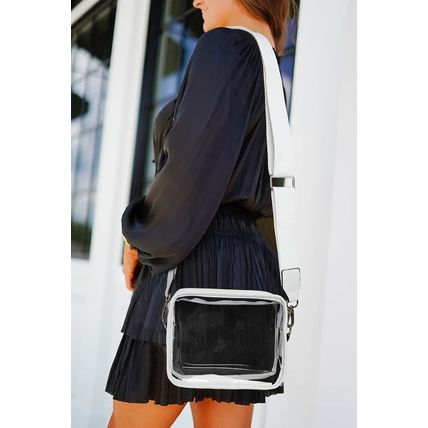 White Clear PVC Leather Strap Crossbody Bag