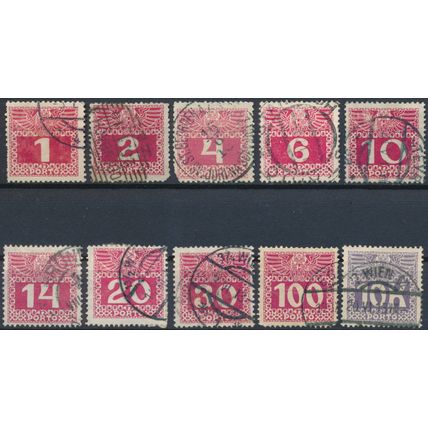 Postage Due: 10 Values - Austria 1908/11 - Used Hinged