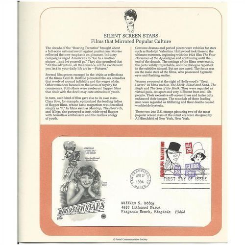 SILENT SCREEN STARS : Clara Bow ' OFFICIAL FIRST DAY of ISSUE ' (1994)