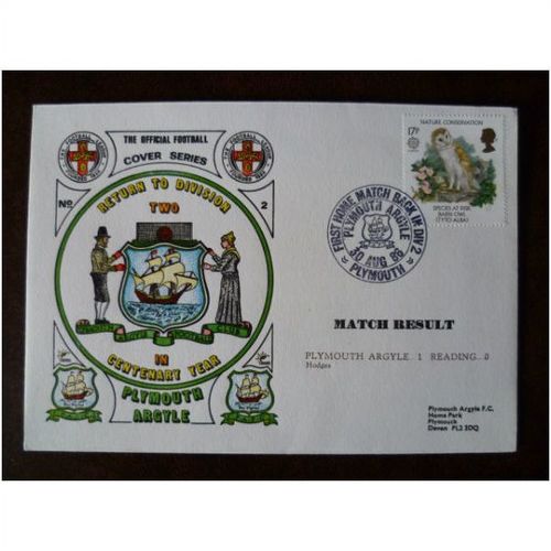 1986 Plymouth Argyle v Reading Official Dawn Football Cover 2 Mayflower pilgrims