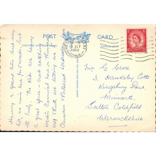 Vintage British PC 1962 - Rough Sea, Anchor Head, Weston-super-mare, Somerset