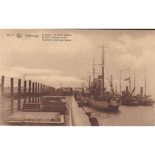 Zeebrugge English Mine Sweeper War Damage Postcard (WD120)
