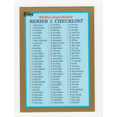 1999 Topps Baseball Series 1 Checklist unmarked card #241