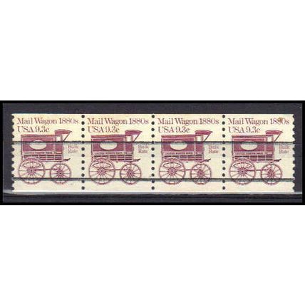 Used 1903a 9.3c Mail Wagon Fine Strip of 4 PreCnx CA0746