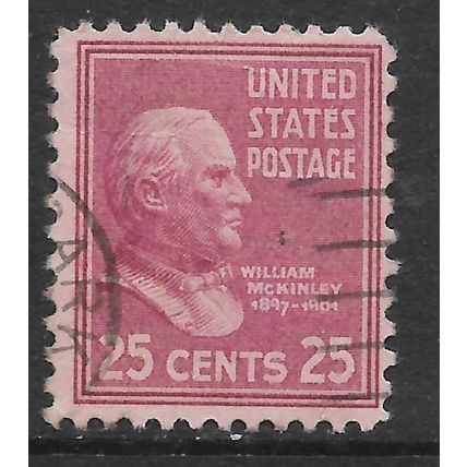 USA 1938 PRESIDENTIAL SERIES 25c CLARET WILLIAM Mc KINLEY SG825 FINE USED#2