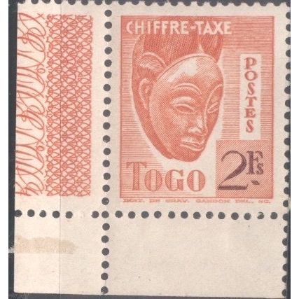 Togo 1942 - 2fr brownish orange - Mask - without Inscription "RF" - unused
