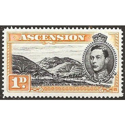 Ascension Island 1940 SG39c 1d Black & Yellow-Orange Perf 14 Fine Unmounted Mint