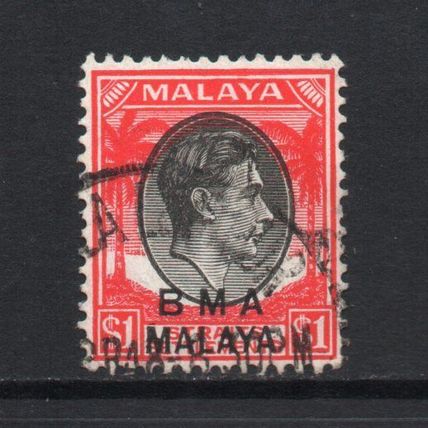Malaya (BMA) - 1945-48 - $1 Black & Red (Die I) (sg15) Used