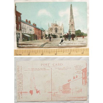 vintage postcard Selby Abbey & Market Cross