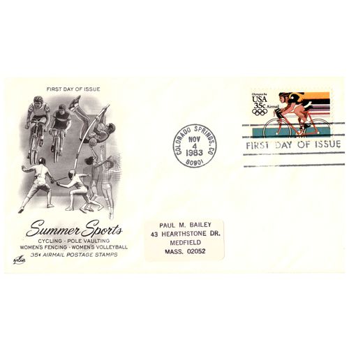 UNITED STATES OF AMERICA USA 1983 AIR OLYMPIC GAMES LOS ANGELES 35c CYCLING FDC