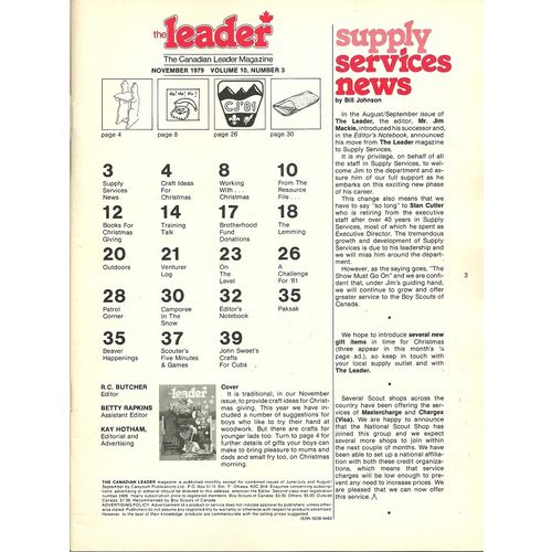 Scouts Canada Leader Magazine November 1979 Volume 10 Number 3 Craft Ideas