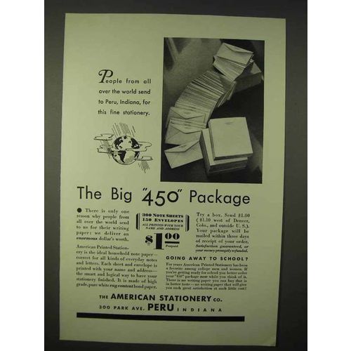 1935 American Stationery Ad - The Big 450 Package