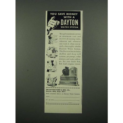 1949 Dayton Water System Ad - You Save Money With