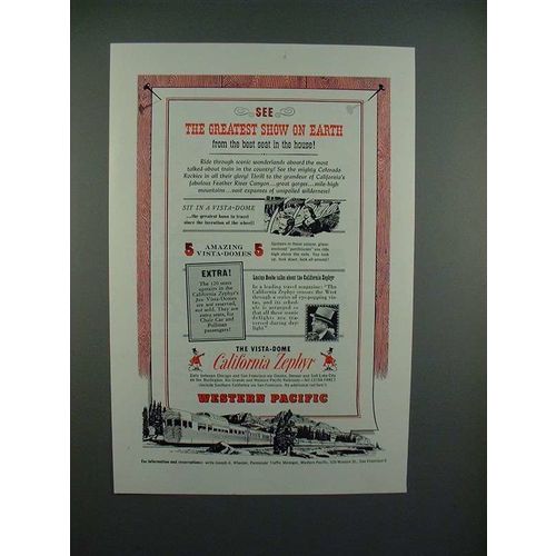 1952 Western Pacific California Zephyr Train Ad