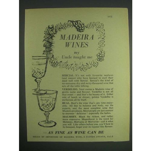 1959 Madeira Wines Ad - Madeira Wines my Uncle taught me