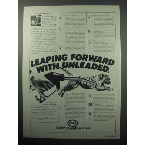1987 Esso Gasoline Ad - Leaping Ahead with Unleaded