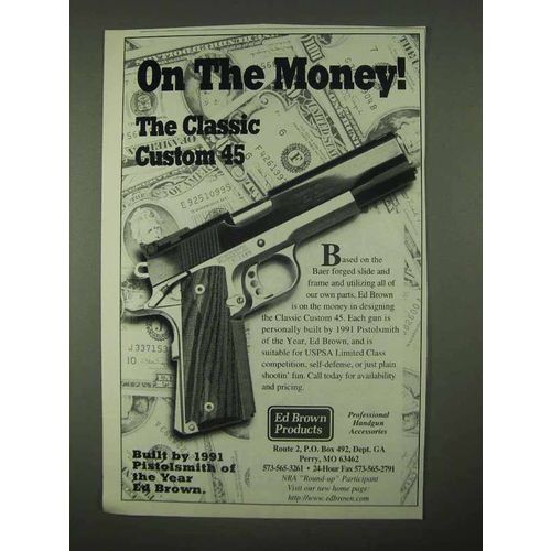 1997 Ed Brown Classic Custom 45 Pistol Ad - On Money