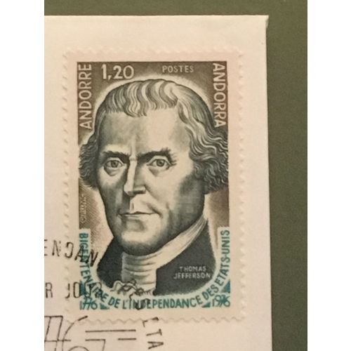 Andorra 1976 US Bicentennial 1.20F Jefferson President Used SG 274 Sc 248 stamp