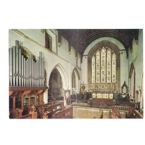 INTERIOR OF THE PARISH CHURCH, CIRENCESTER, GLOUCESTERSHIRE unused postcard =